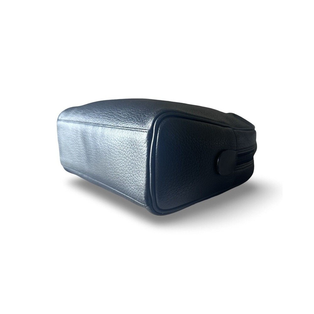 Burberry black pebbled leather top handle handbag Nova Check Interior - Picture 14 of 16